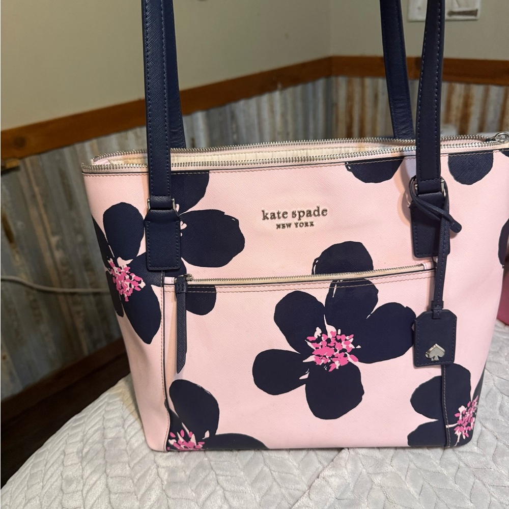Kate Spade Pink and navy Floral Tote